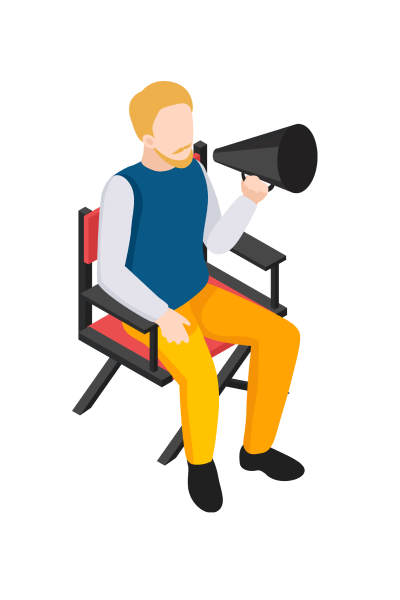 Production team centralized continuity illustration